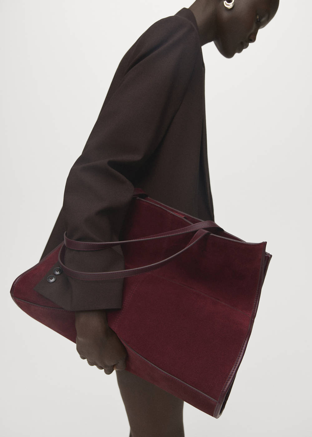 Suede leather shopper bag - Image 4