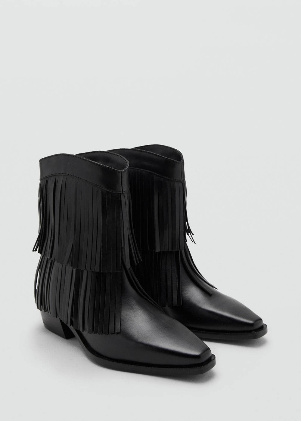Alternative view of Leather ankle boot with fringe heel