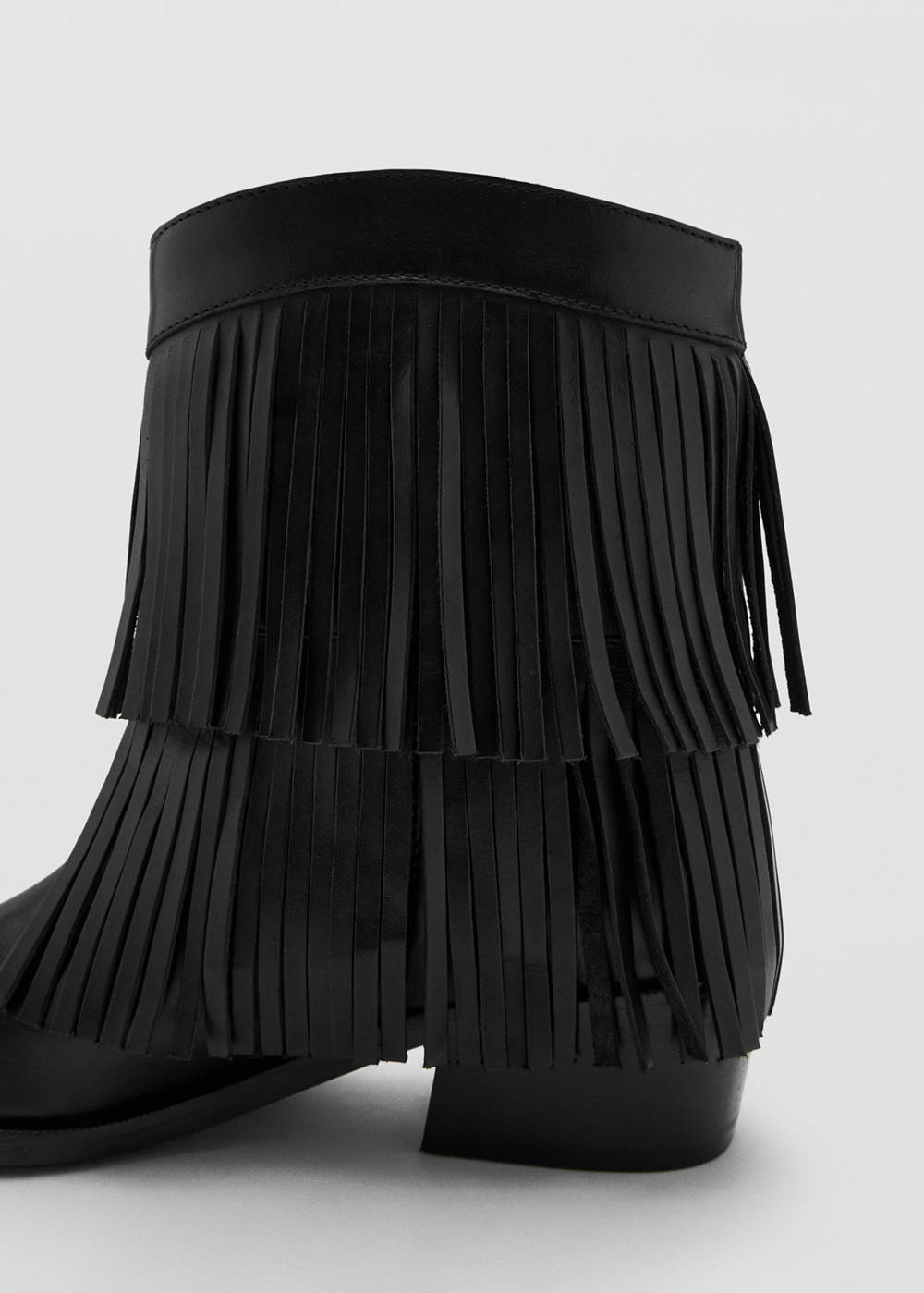Leather ankle boot with fringe heel - Image 3