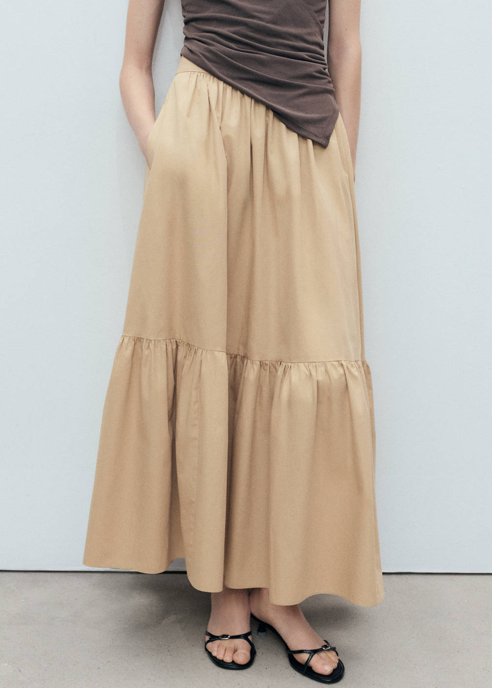 Long cotton A-line skirt