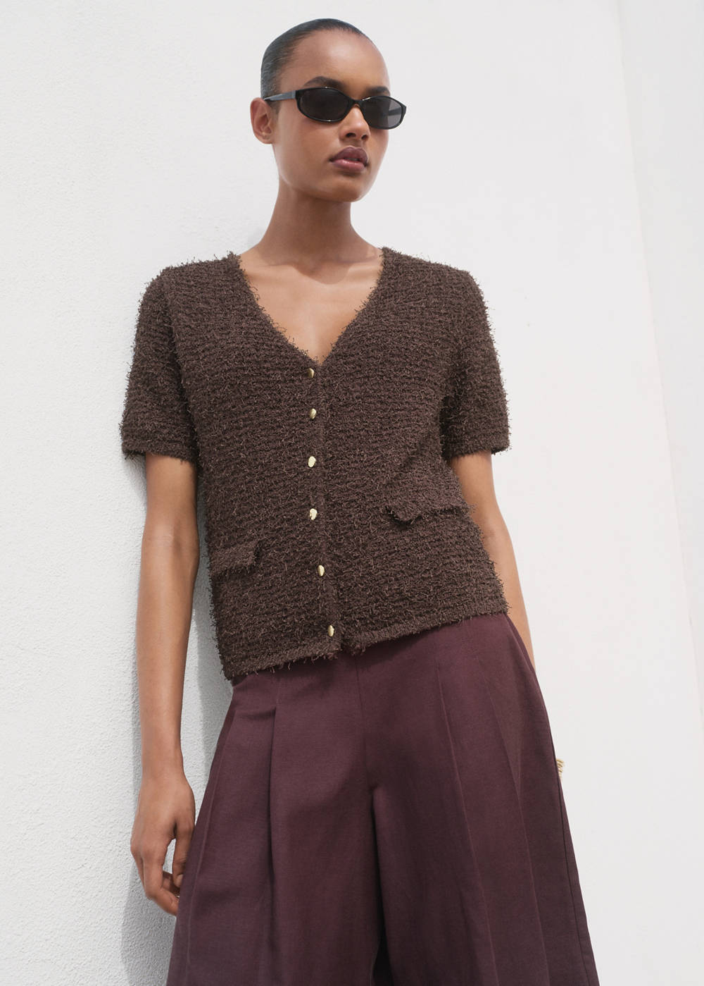 Short-sleeved bouclé cardigan - Image 7