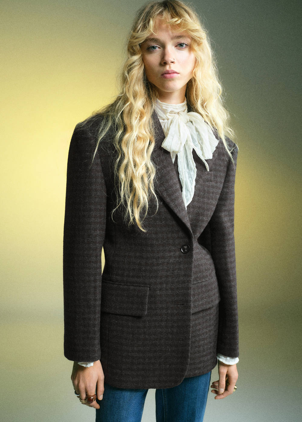 Alternative view of Micro houndstooth wool blazer