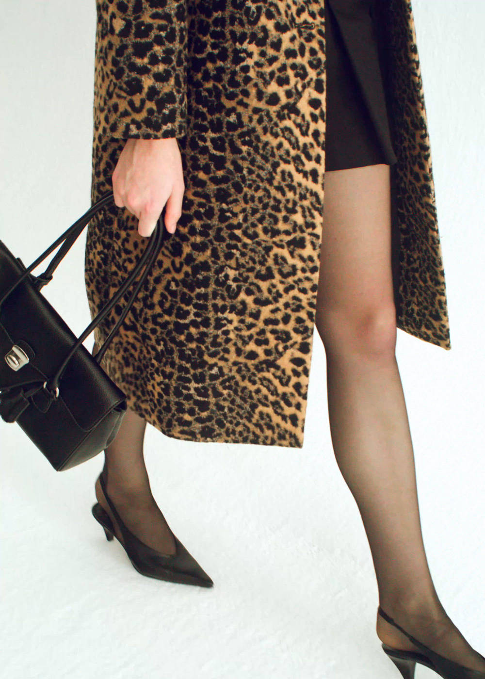 Leopard-print long coat