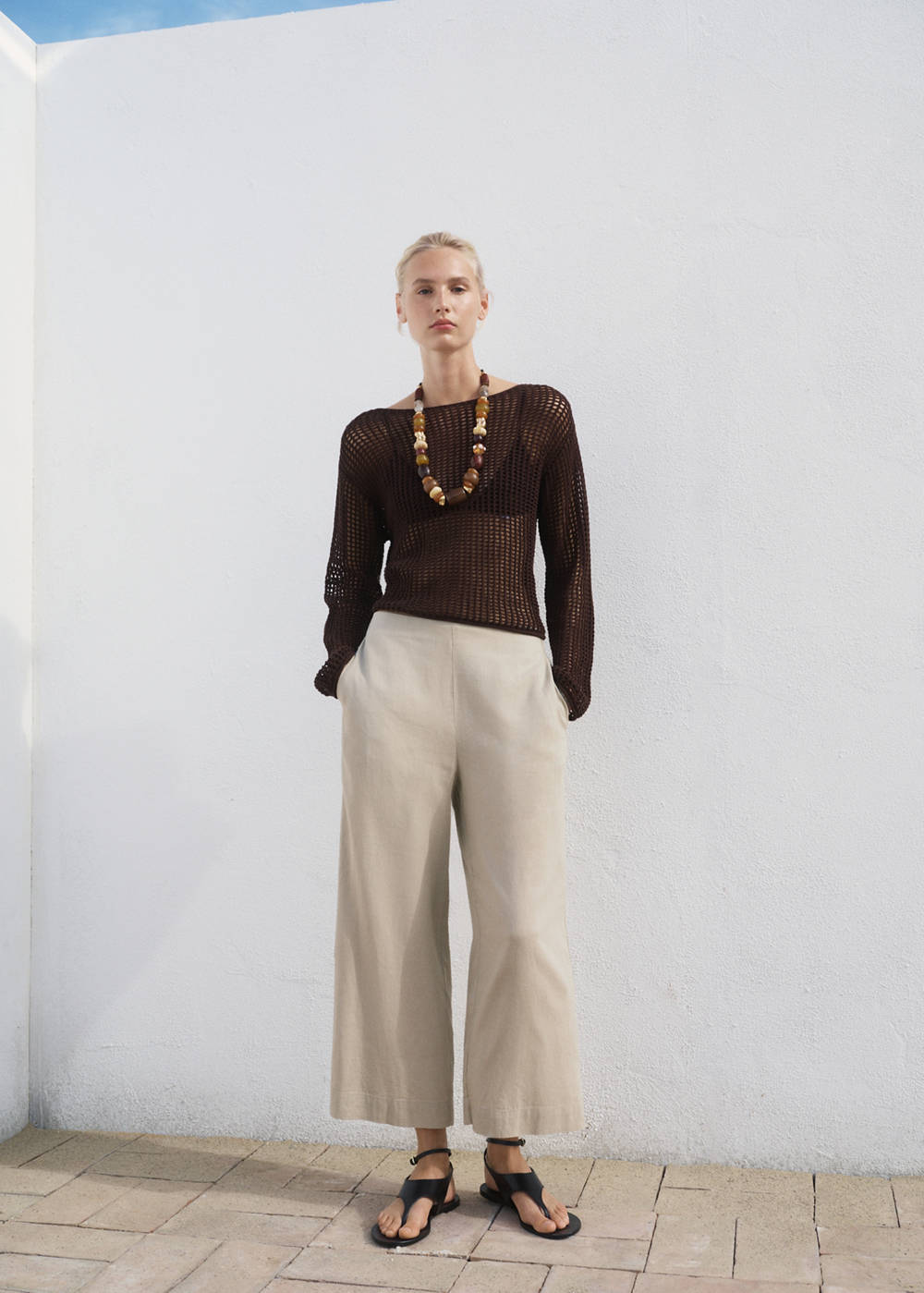 Cropped linen-blend trousers - Image 3