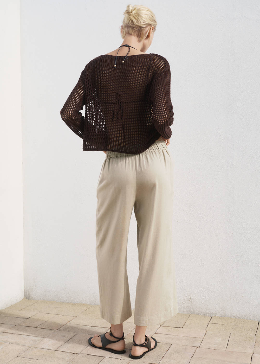 Cropped linen-blend trousers - Image 4