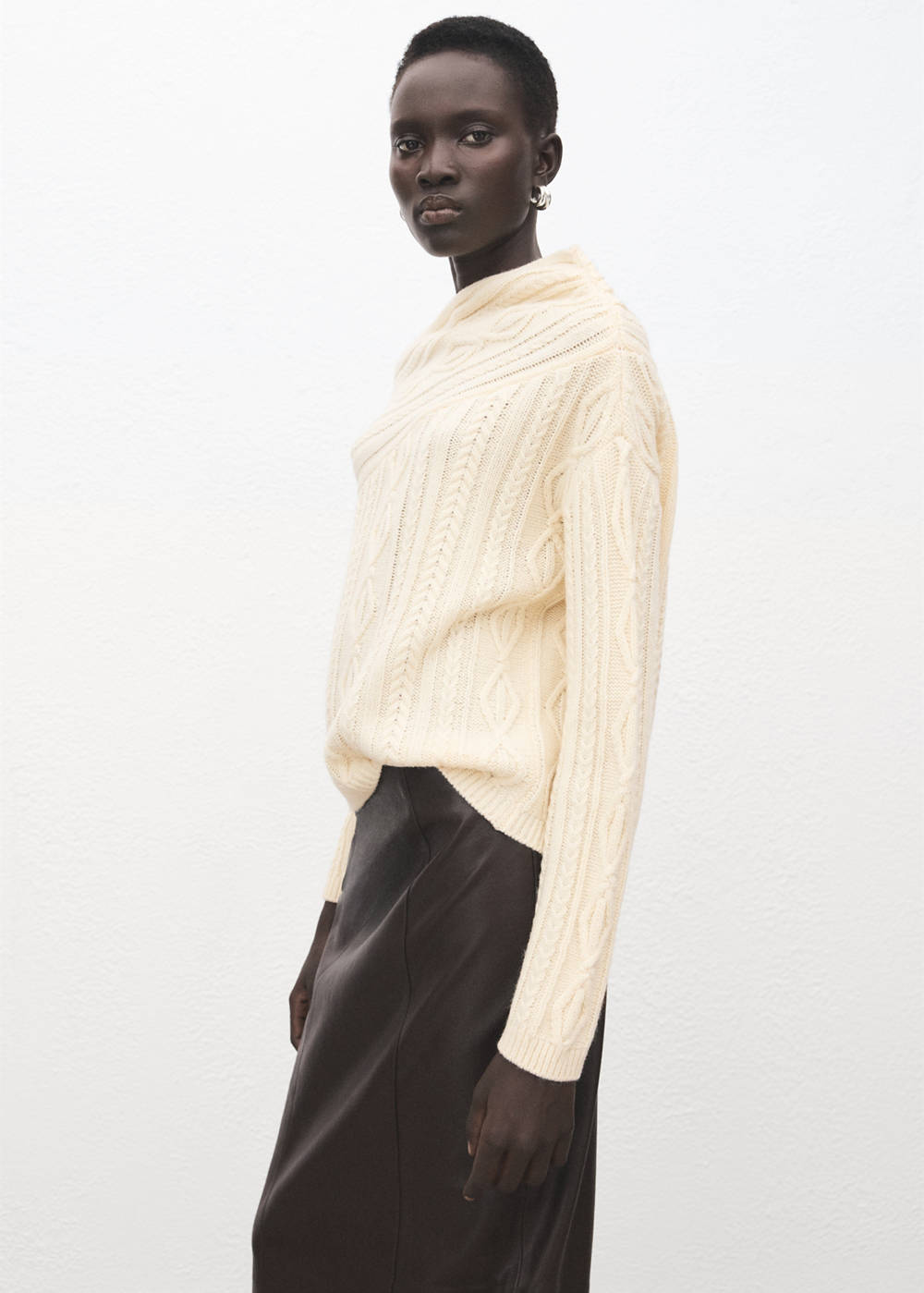 Braided wool-blend sweater