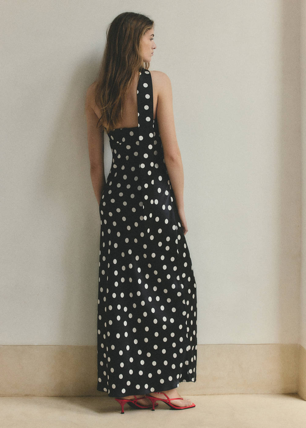 Polka-dot satin-finish dress - Image 4