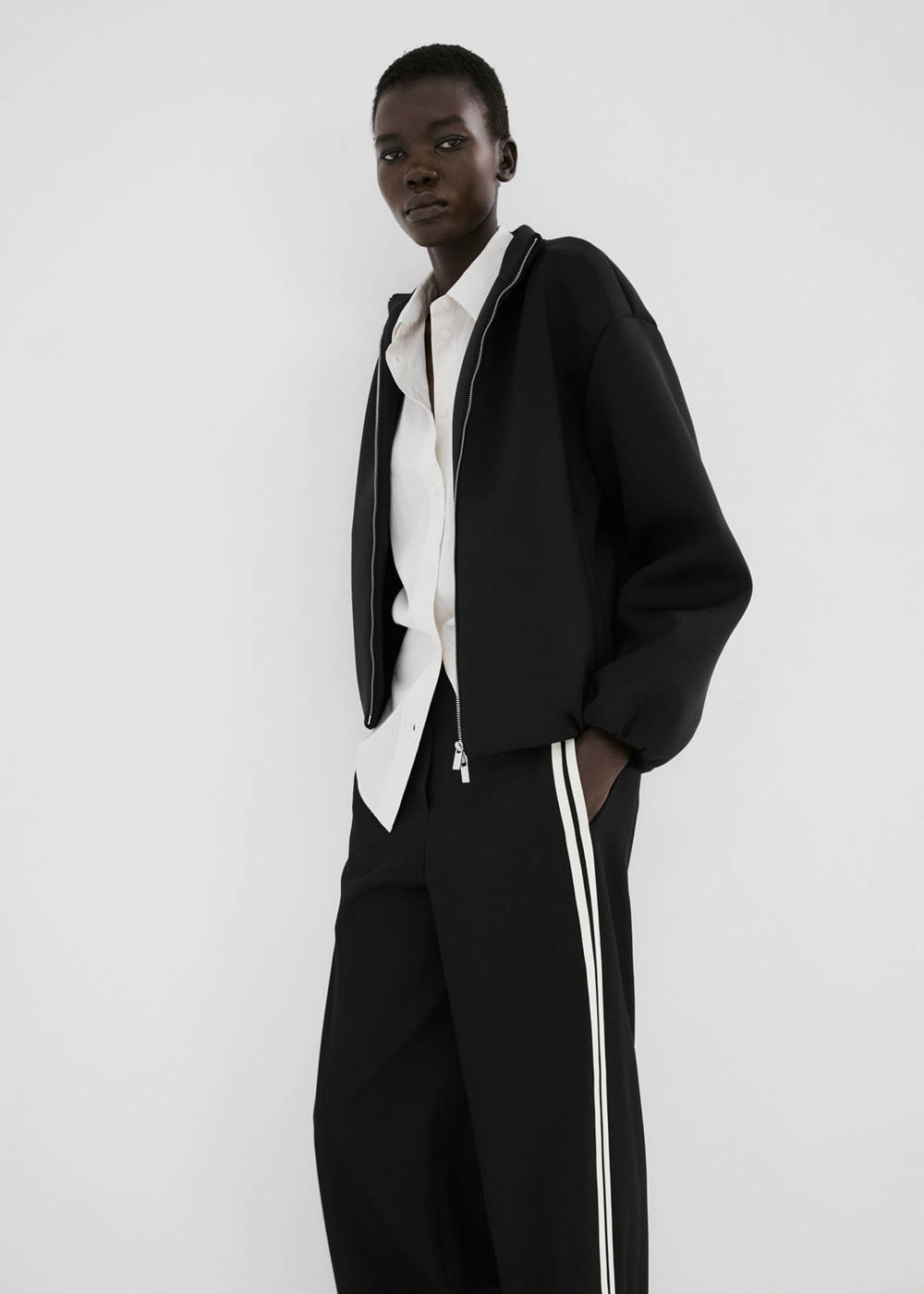 Combined striped trousers