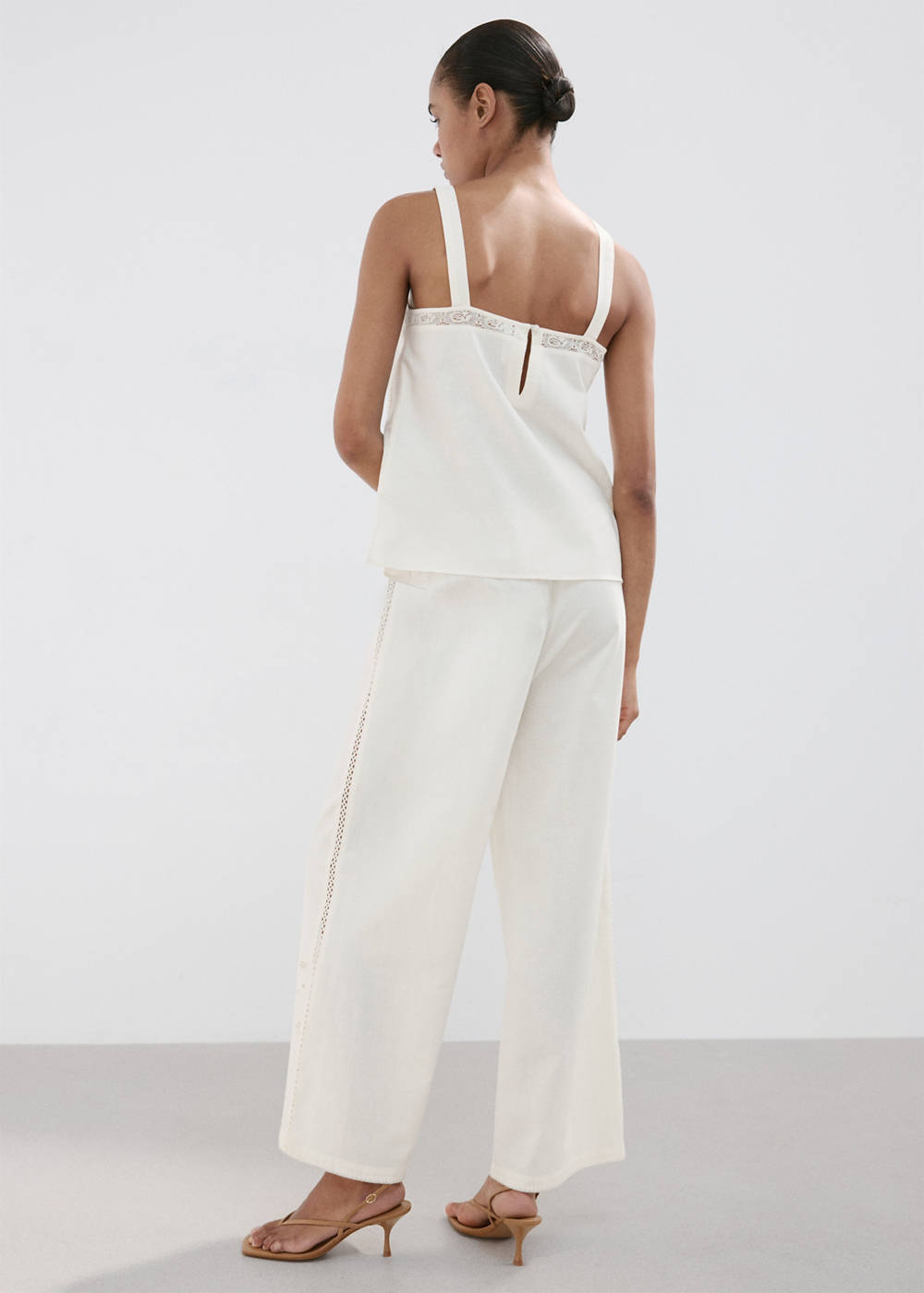 Embroidered cut-out palazzo trousers - Image 4