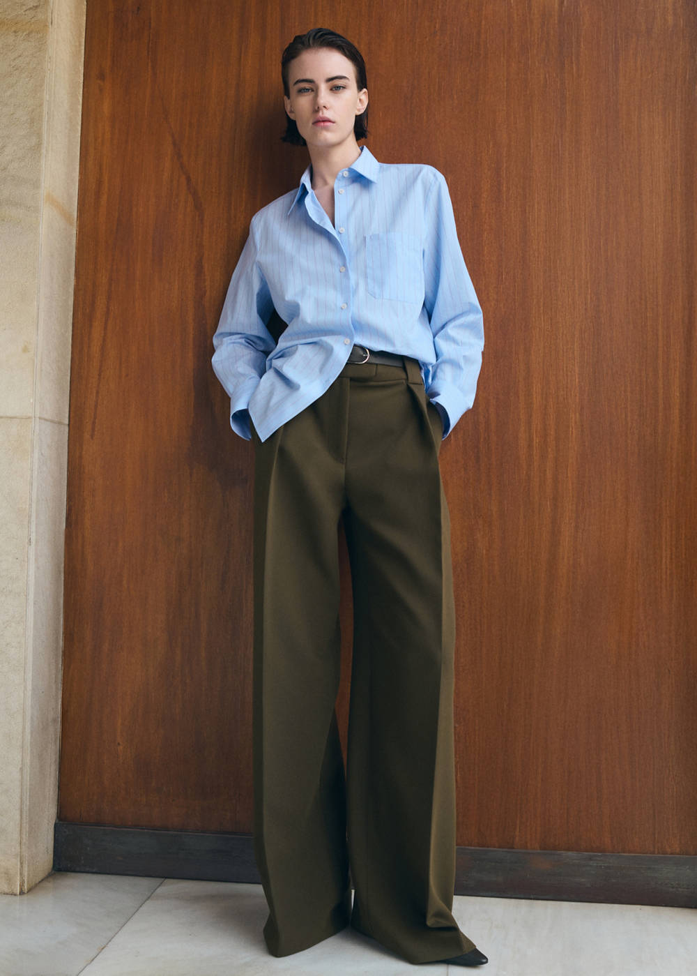 Cotton and lyocell blend straight shirt - Image 3