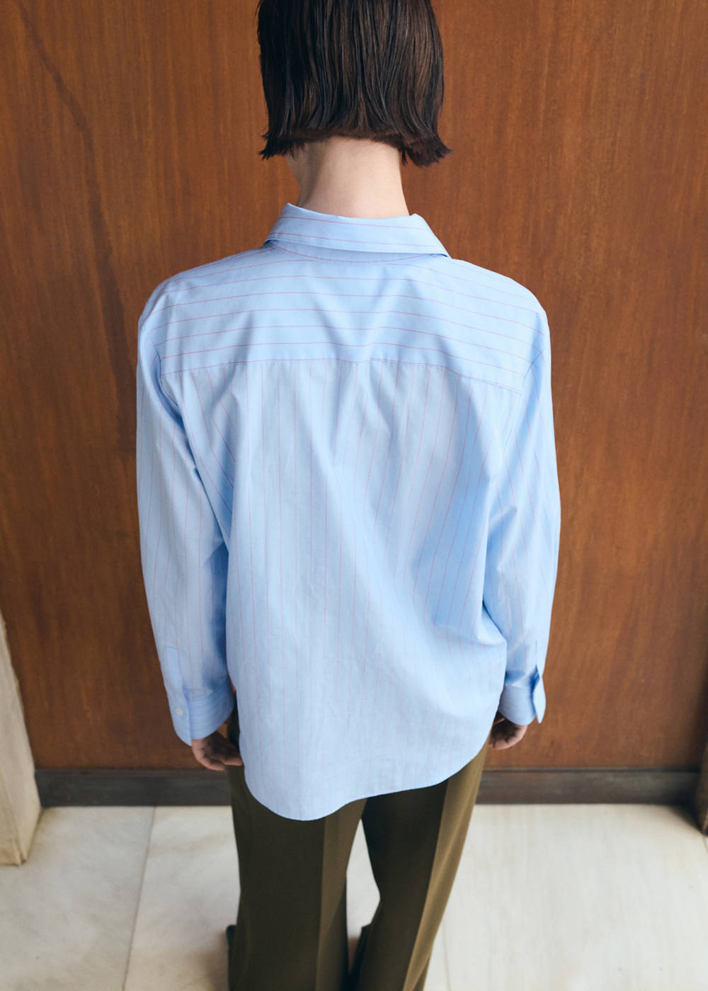 Cotton and lyocell blend straight shirt - Image 4