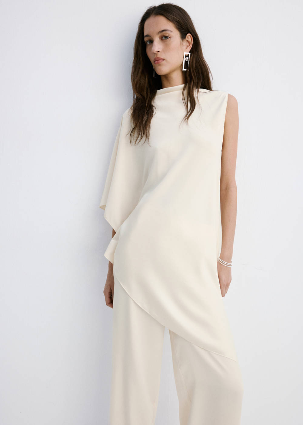 Asymmetric satin blouse