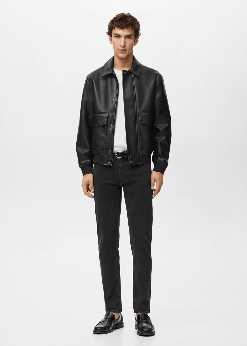 Faux-leather jacket with pockets - Image 3