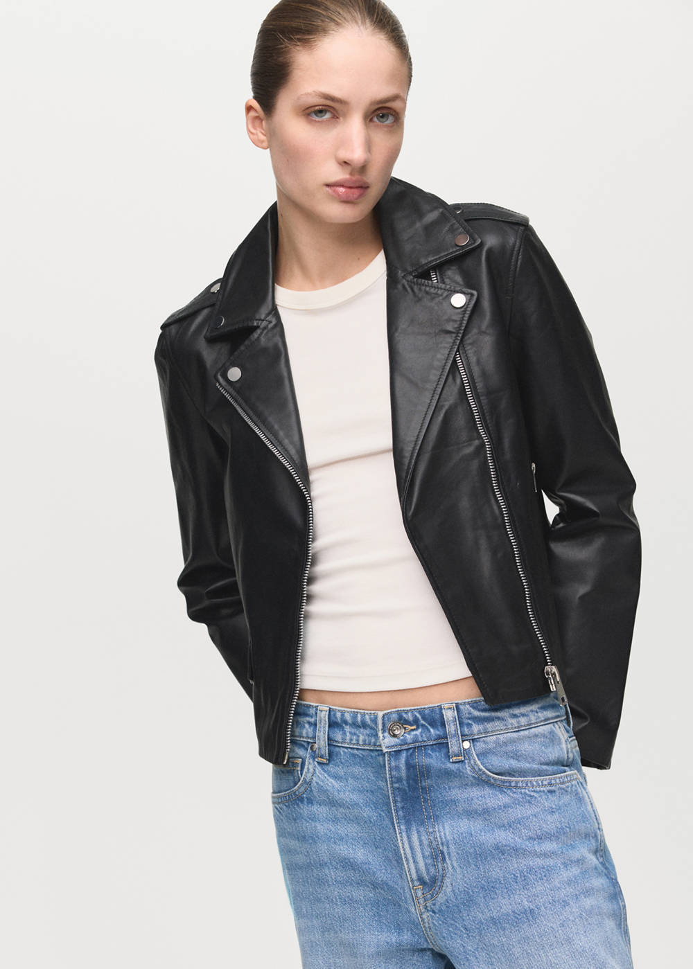 Leather biker jacket