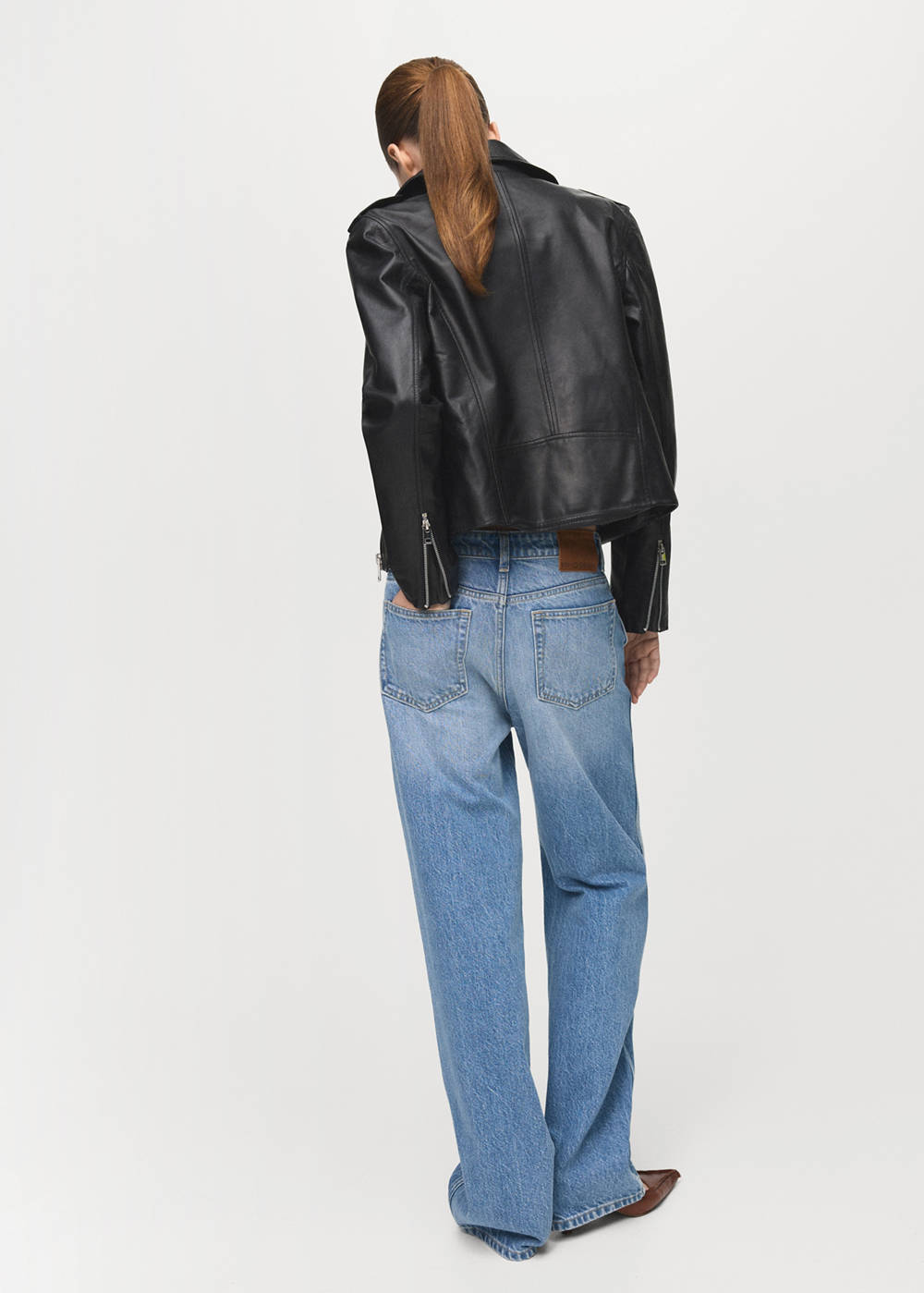 Leather biker jacket - Image 4