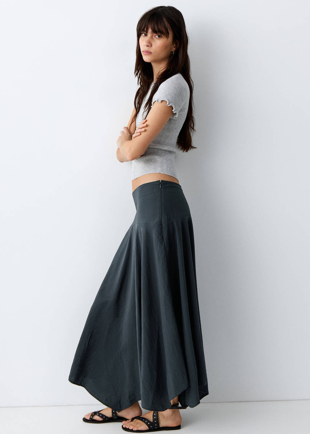 Draped midi skirt