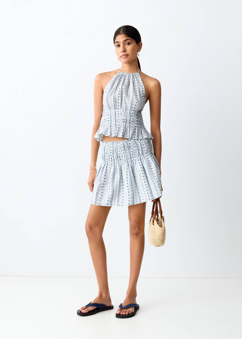Printed skirt with ruched waist - Image 3