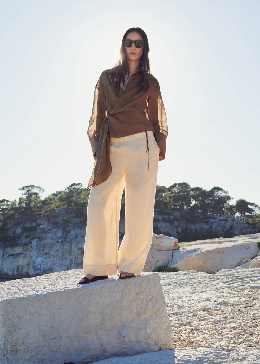 100% ramie blouse with bow - Image 4