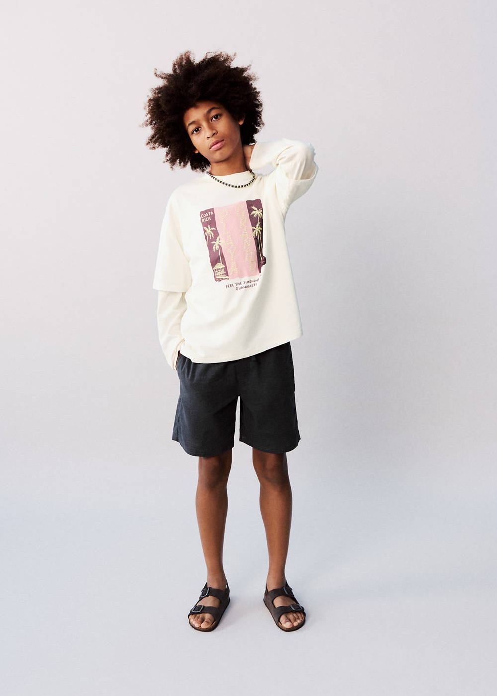 Cotton-linen blend bermuda shorts