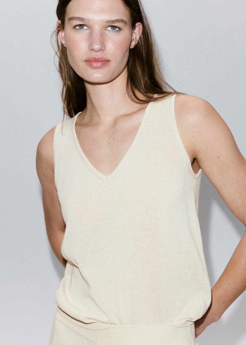 V-neck knit top
