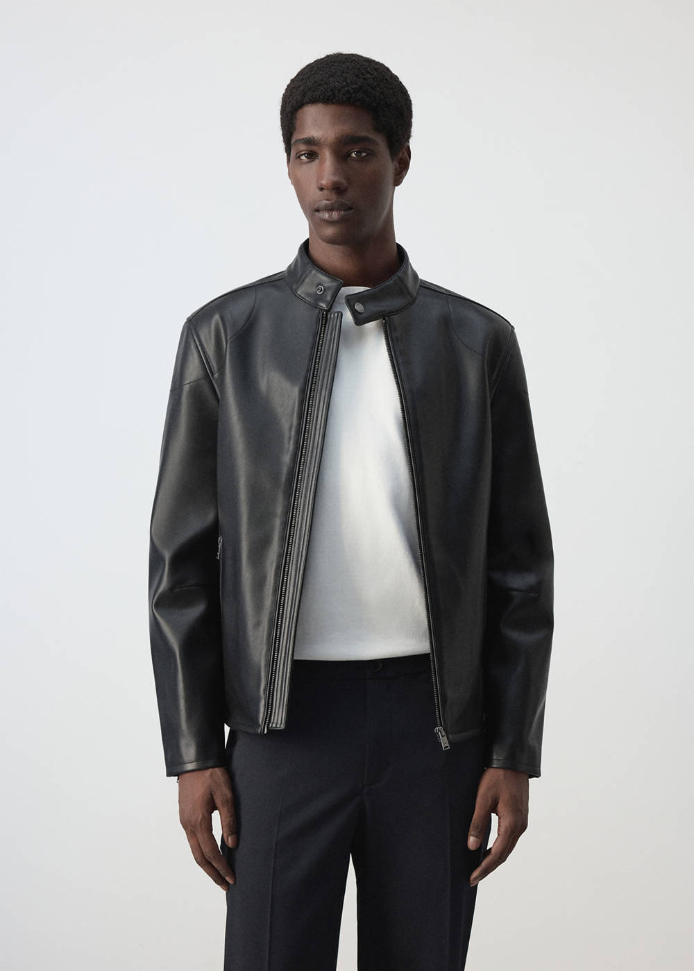 Zip-up faux-leather jacket
