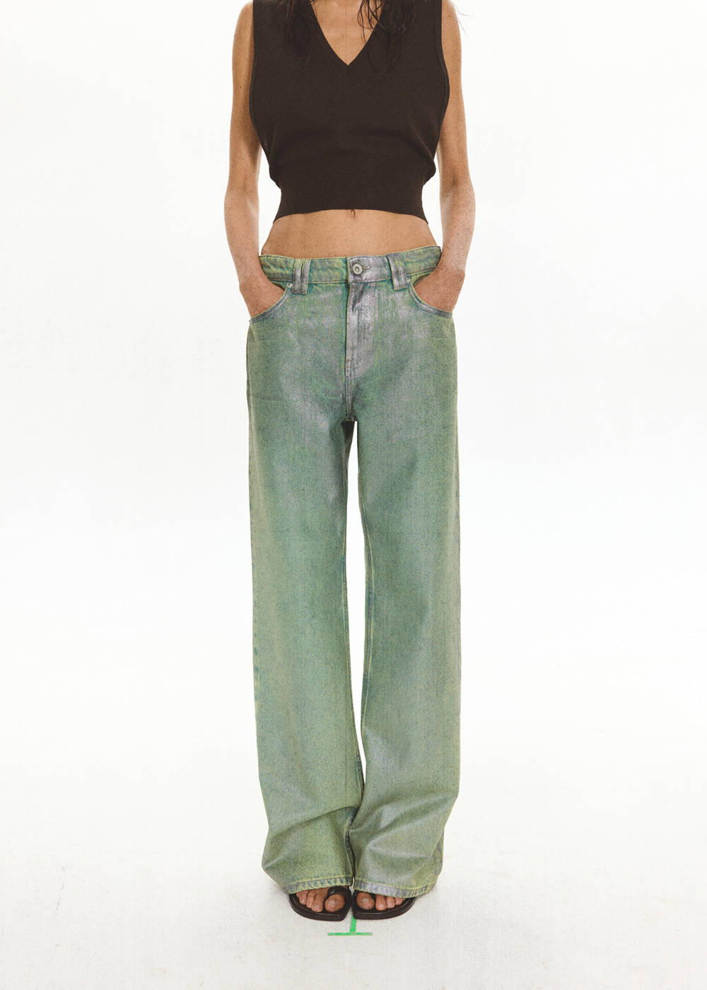 Straight foil jeans