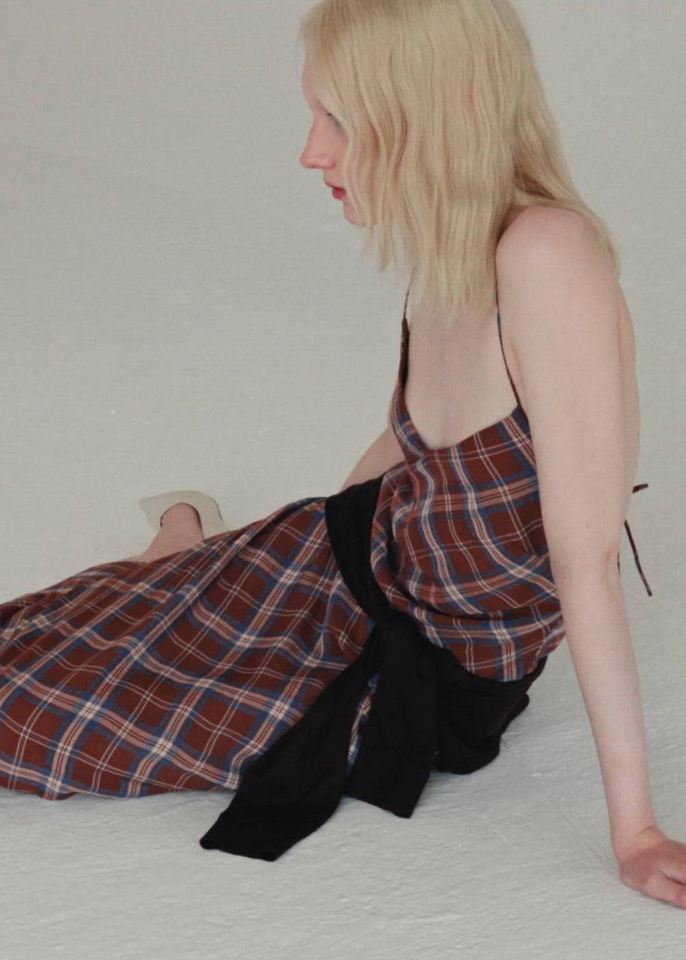 Cross-back checkered dress