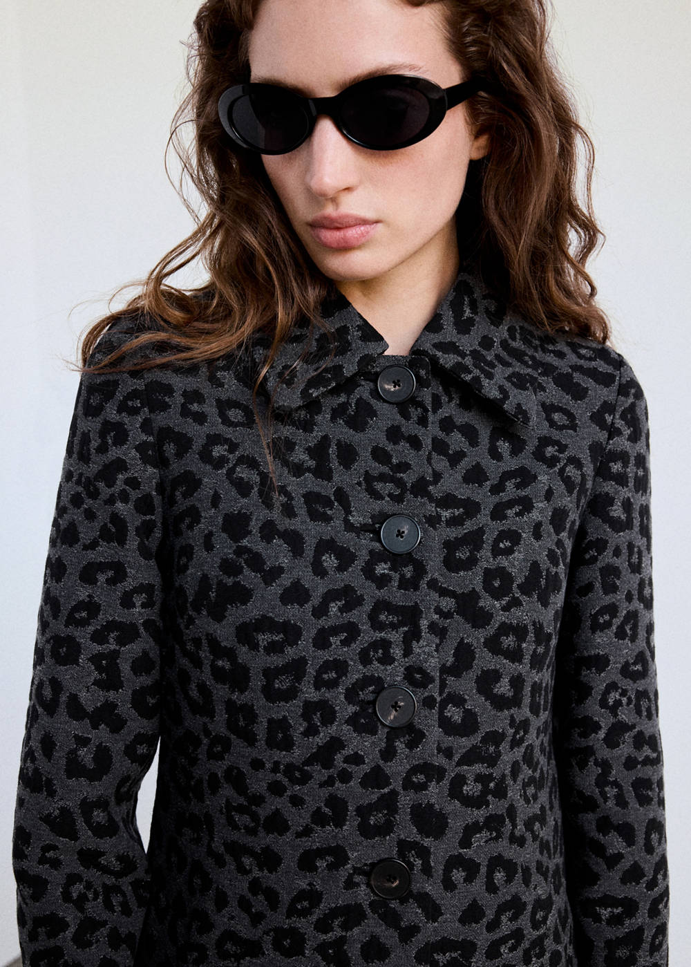 Leopard-print long coat