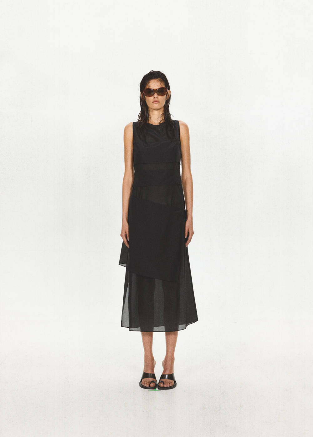 Semi-transparent dress with panel layering - Image 3