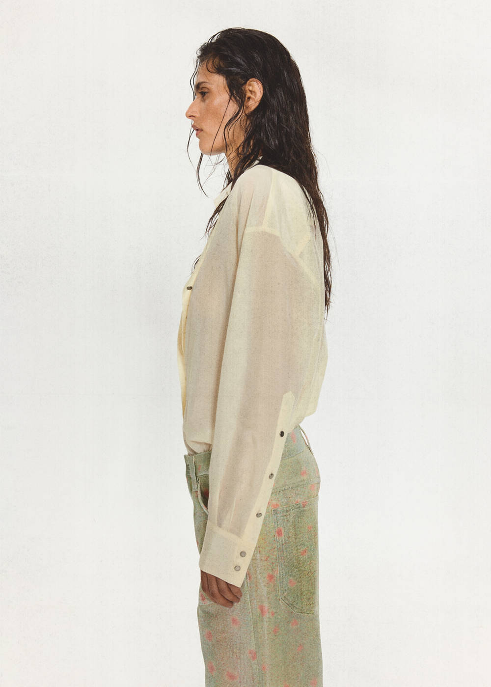 Semi-sheer shirt with beaded belt - Image 5