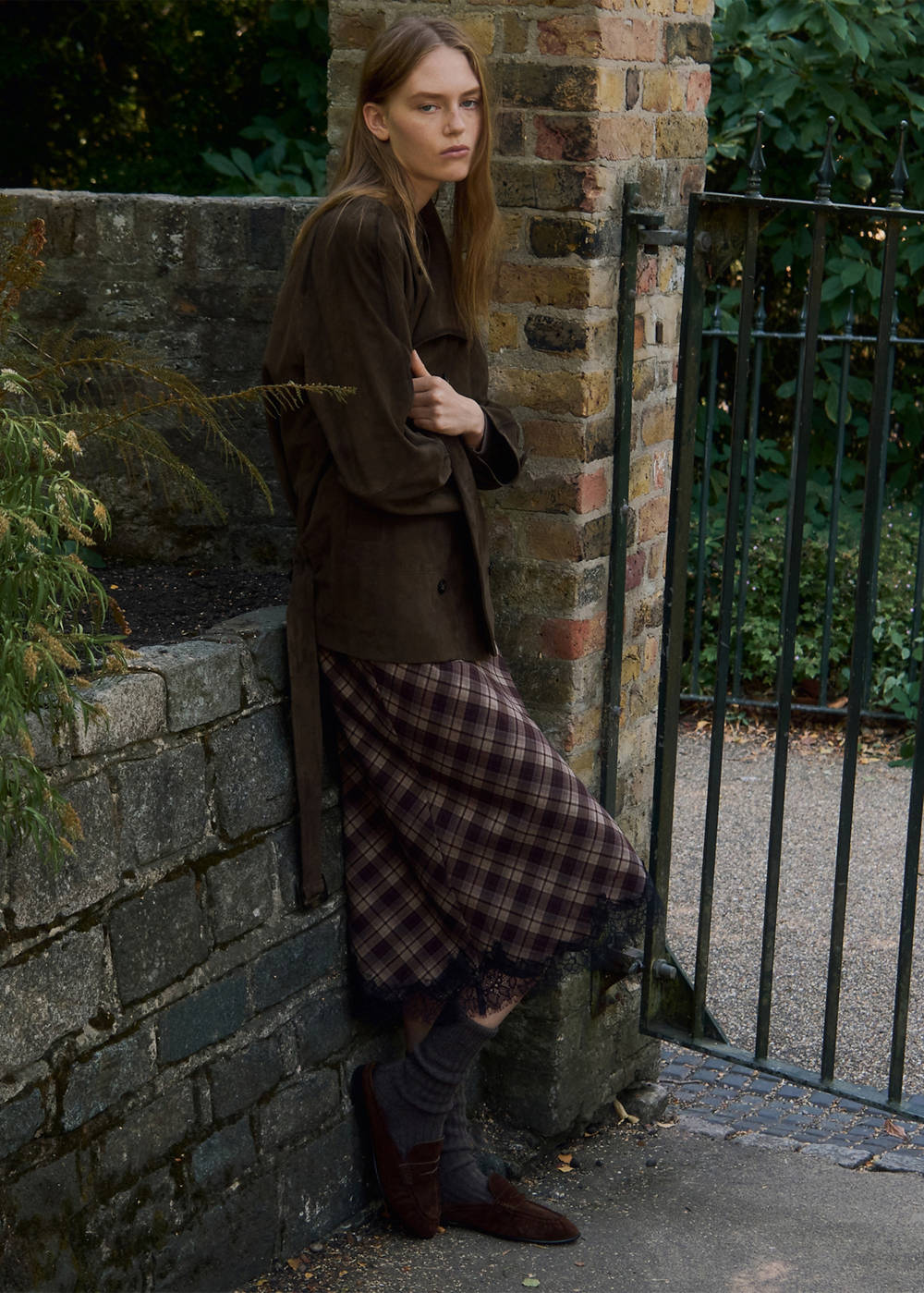 Backless suede loafer