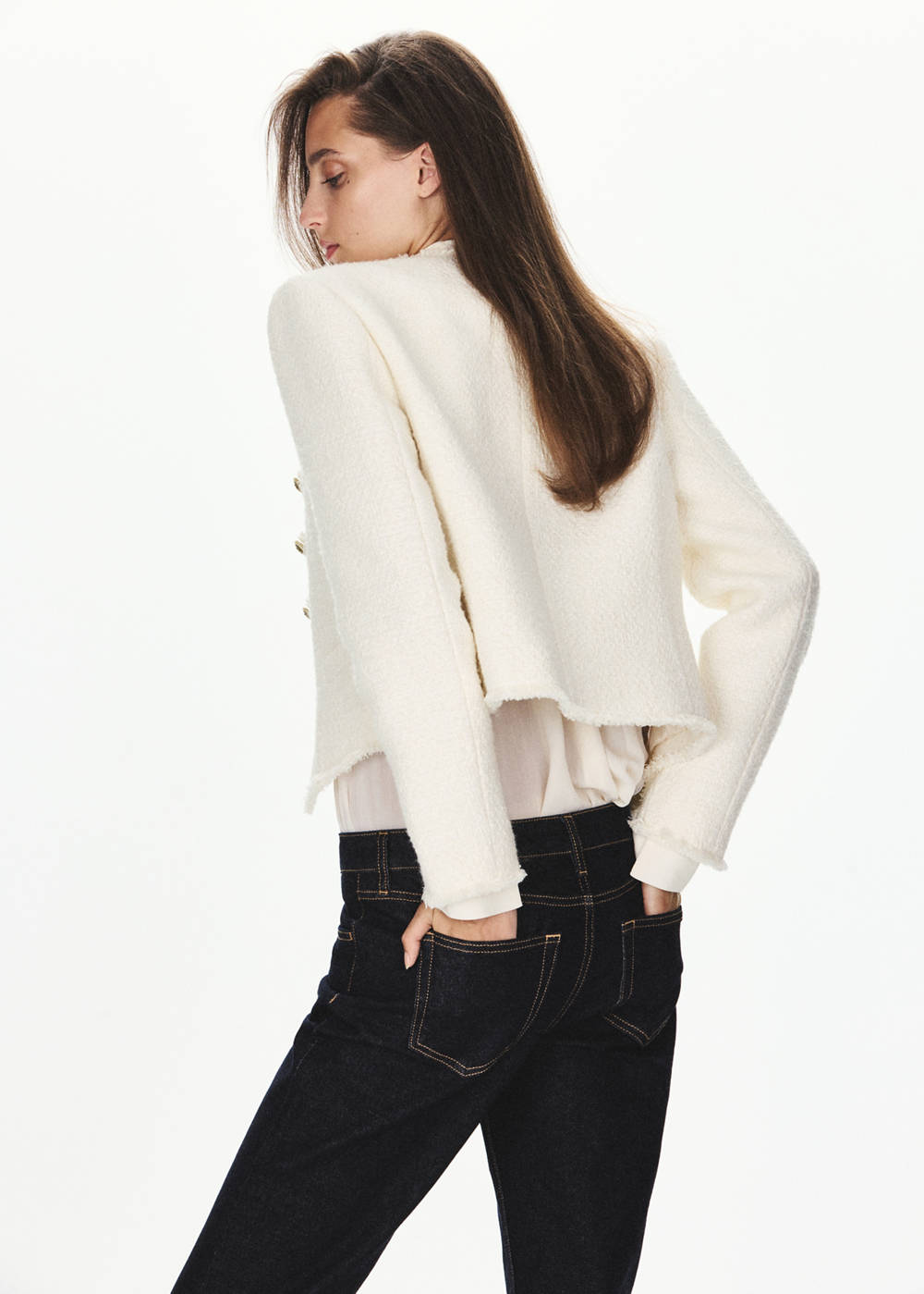 Tweed jacket with decorative frogging closures - Image 4