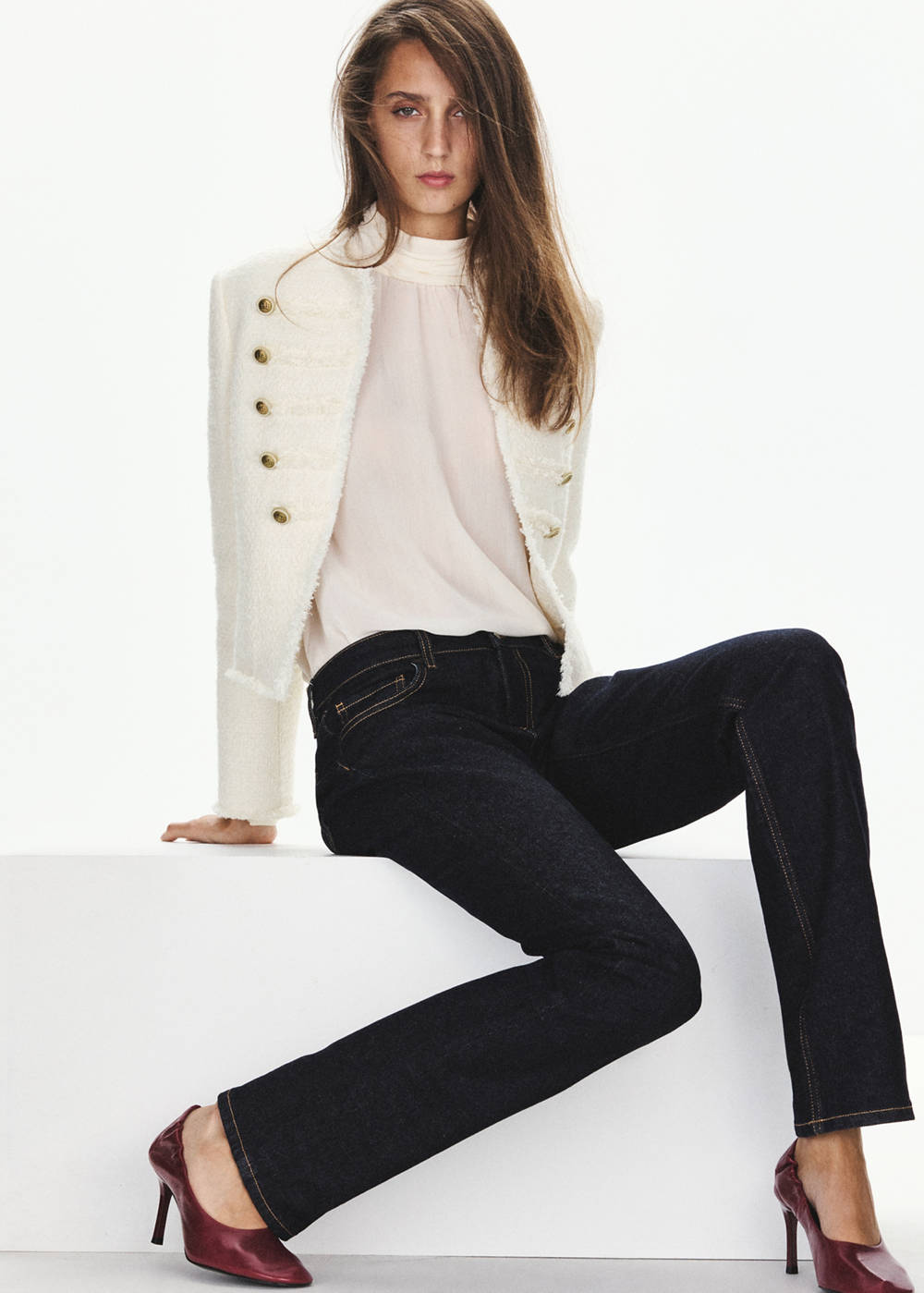 Tweed jacket with decorative frogging closures - Image 5