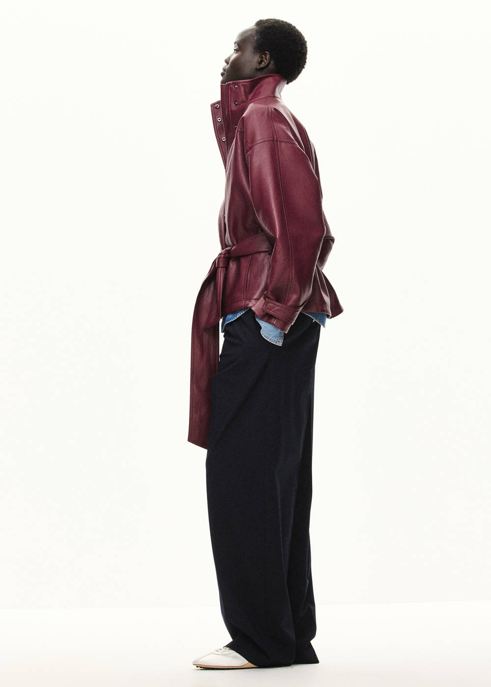 Leather effect jacket with collar - Image 3