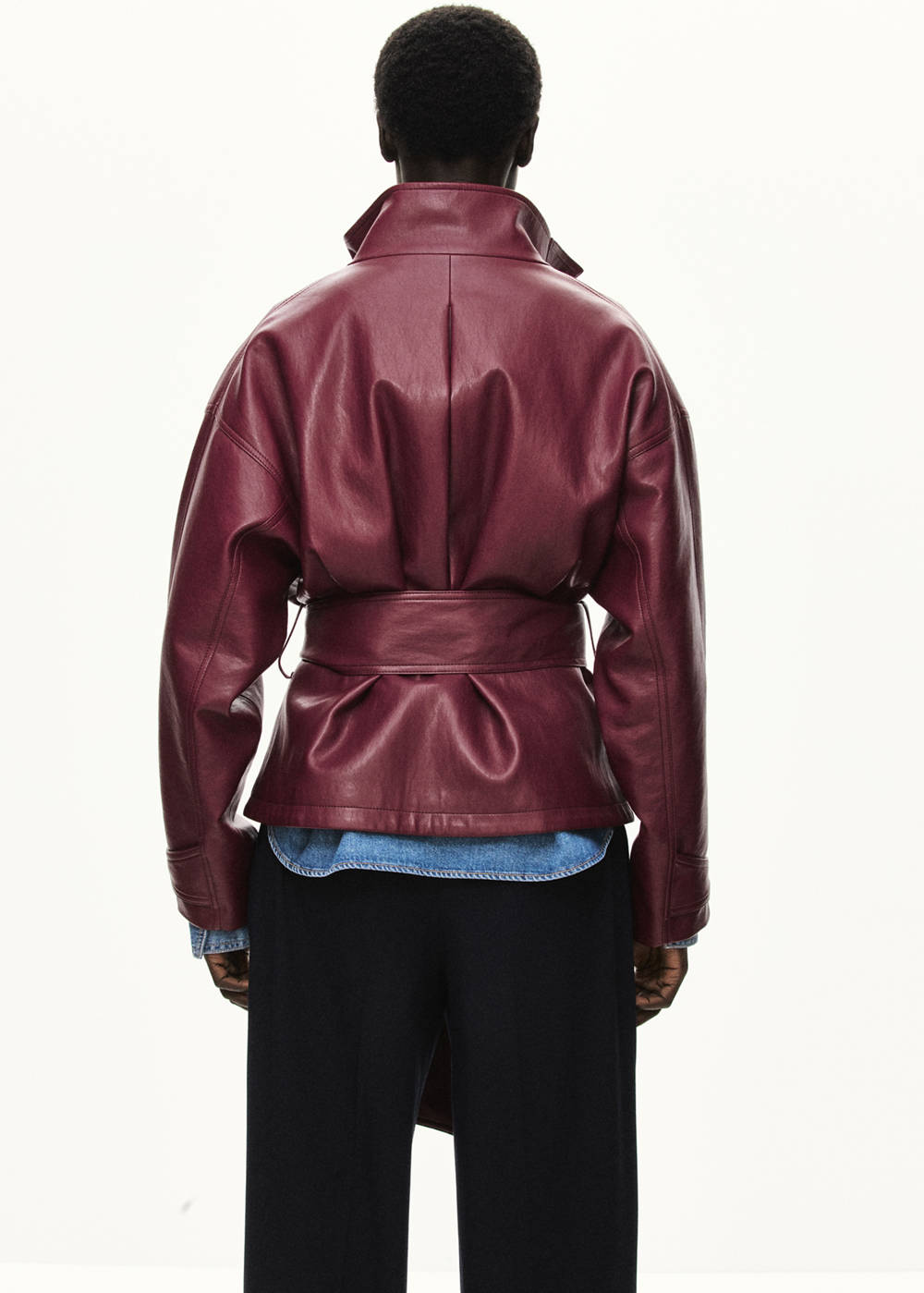 Leather effect jacket with collar - Image 4