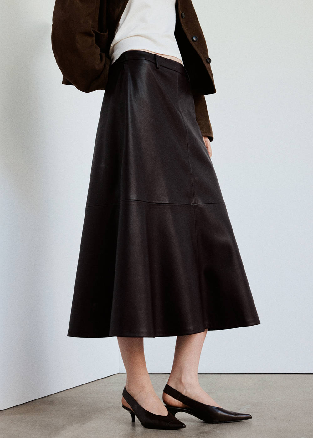 Faux leather A-line skirt