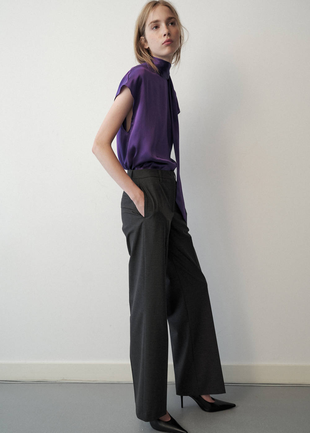 100% silk tie-neck blouse - Image 3