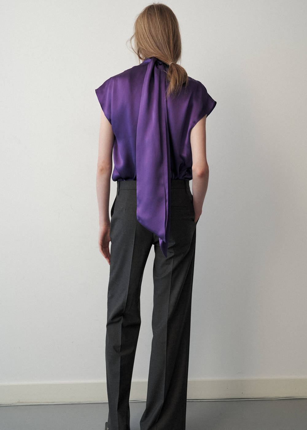 100% silk tie-neck blouse - Image 4