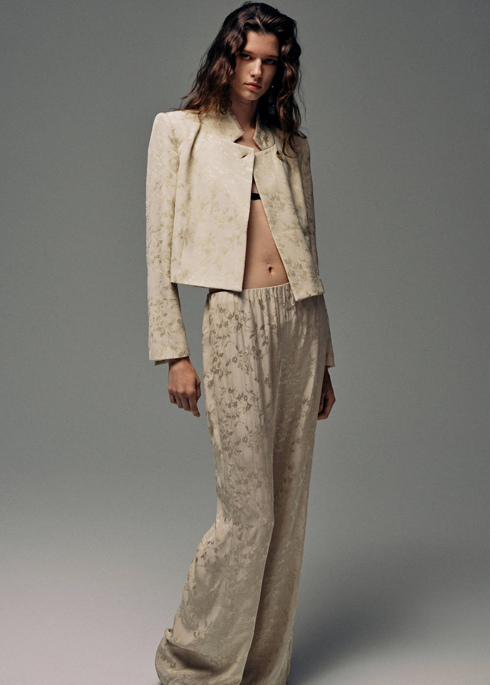 Jacquard straight-leg pants
