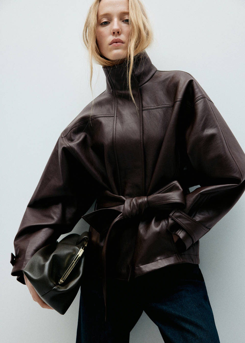 Oversized belted jacket