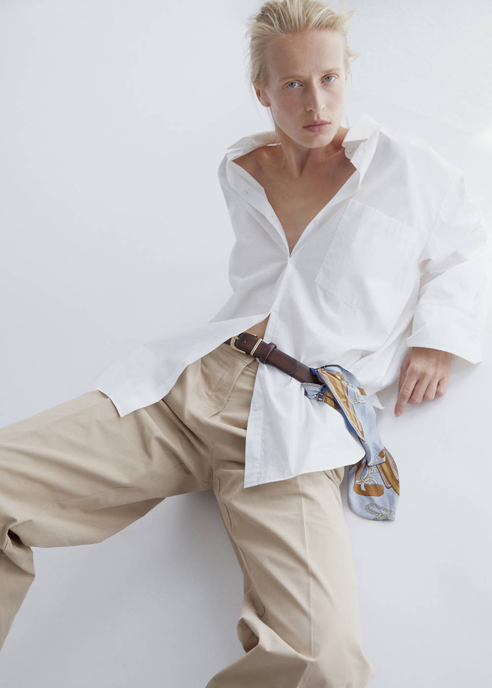 Straight-leg cotton pleated trousers - Image 5