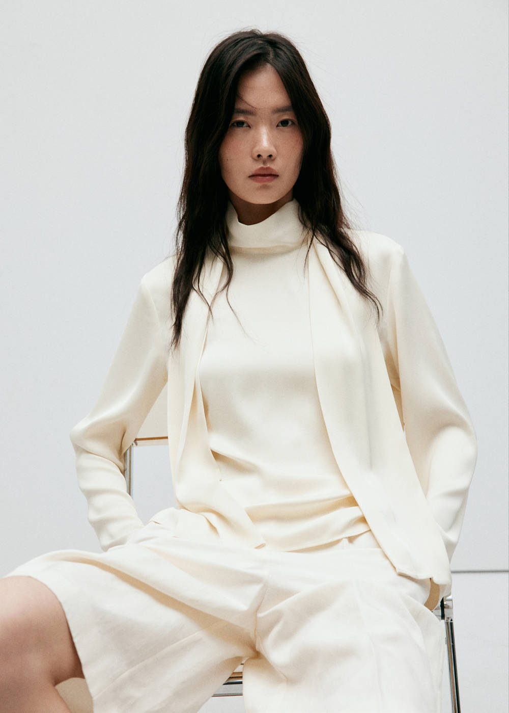 High-neck blouse with scarf detail - Image 5