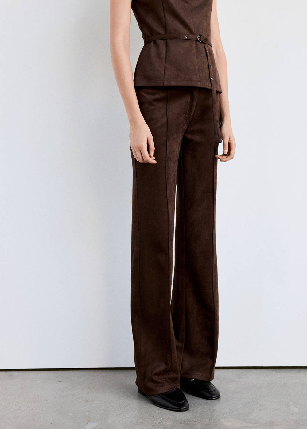 Suede trousers with seam detail