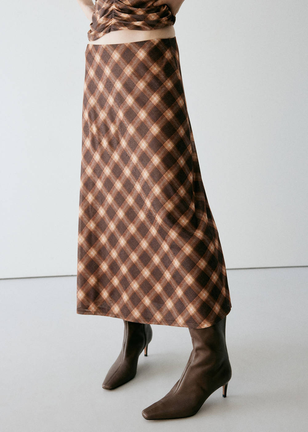 Checked midi skirt