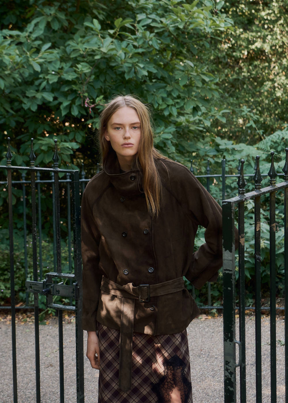 Suede jacket with belt