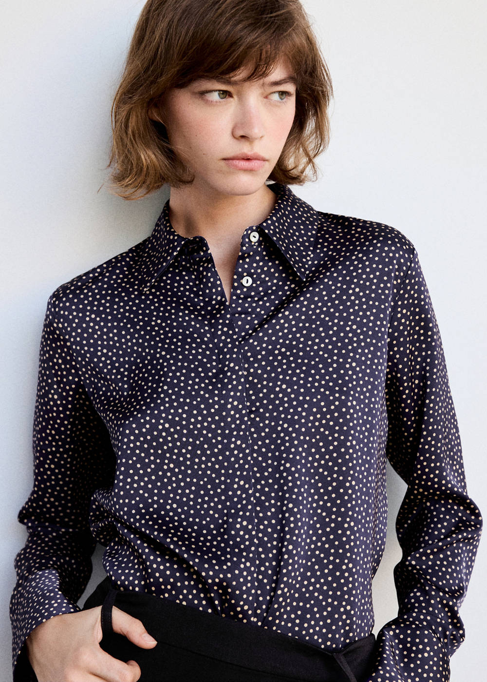 Alternative view of Polka-dot satin-finish shirt