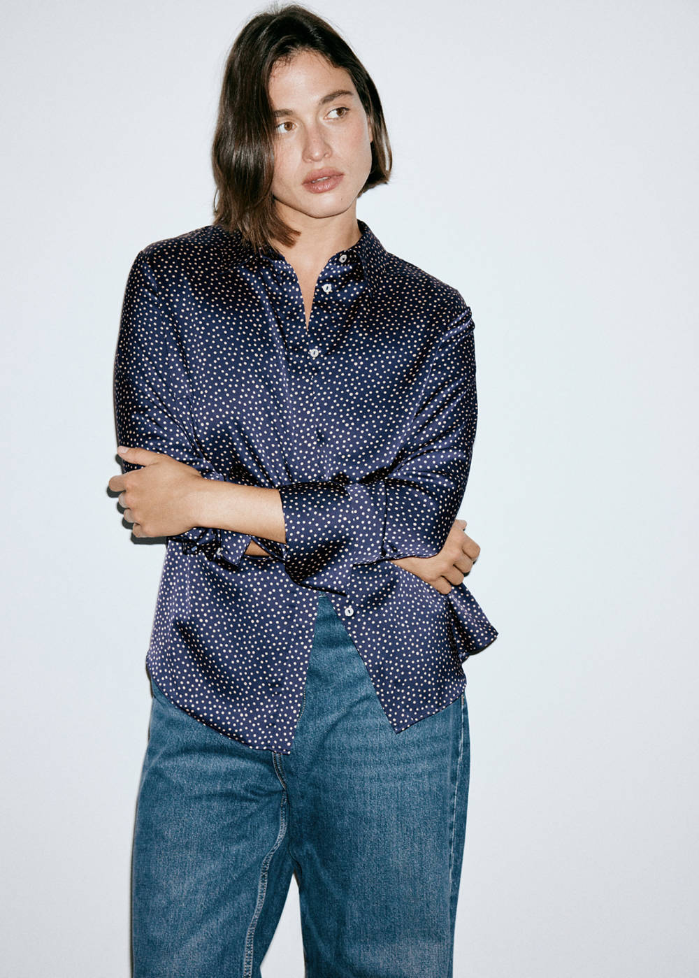 Polka-dot satin-finish shirt - Image 5