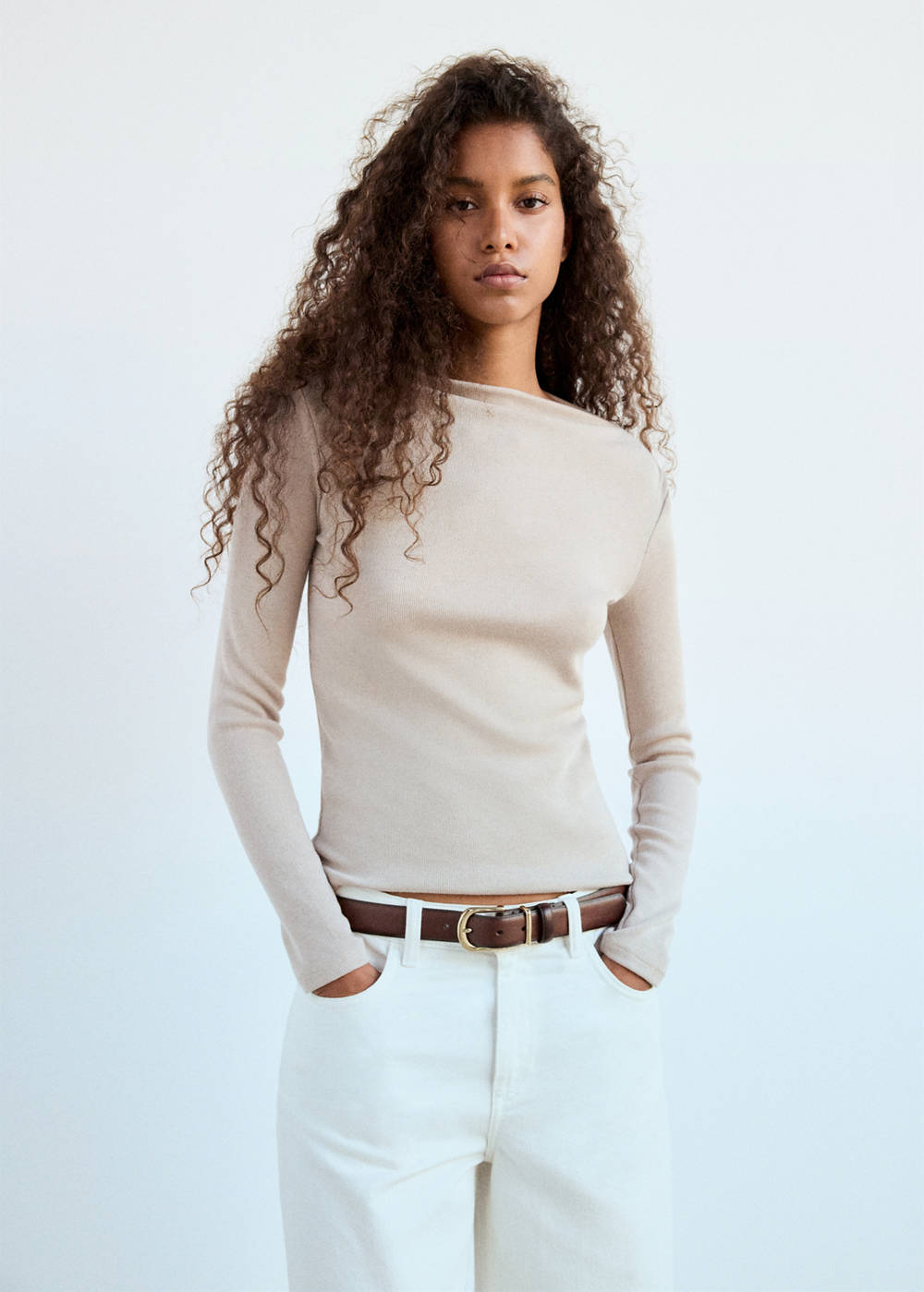 Long-sleeved boat-neck t-shirt - Image 5