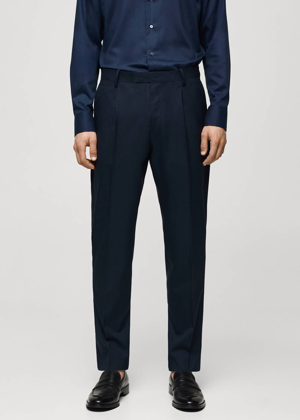 100% virgin wool slim-fit suit pants