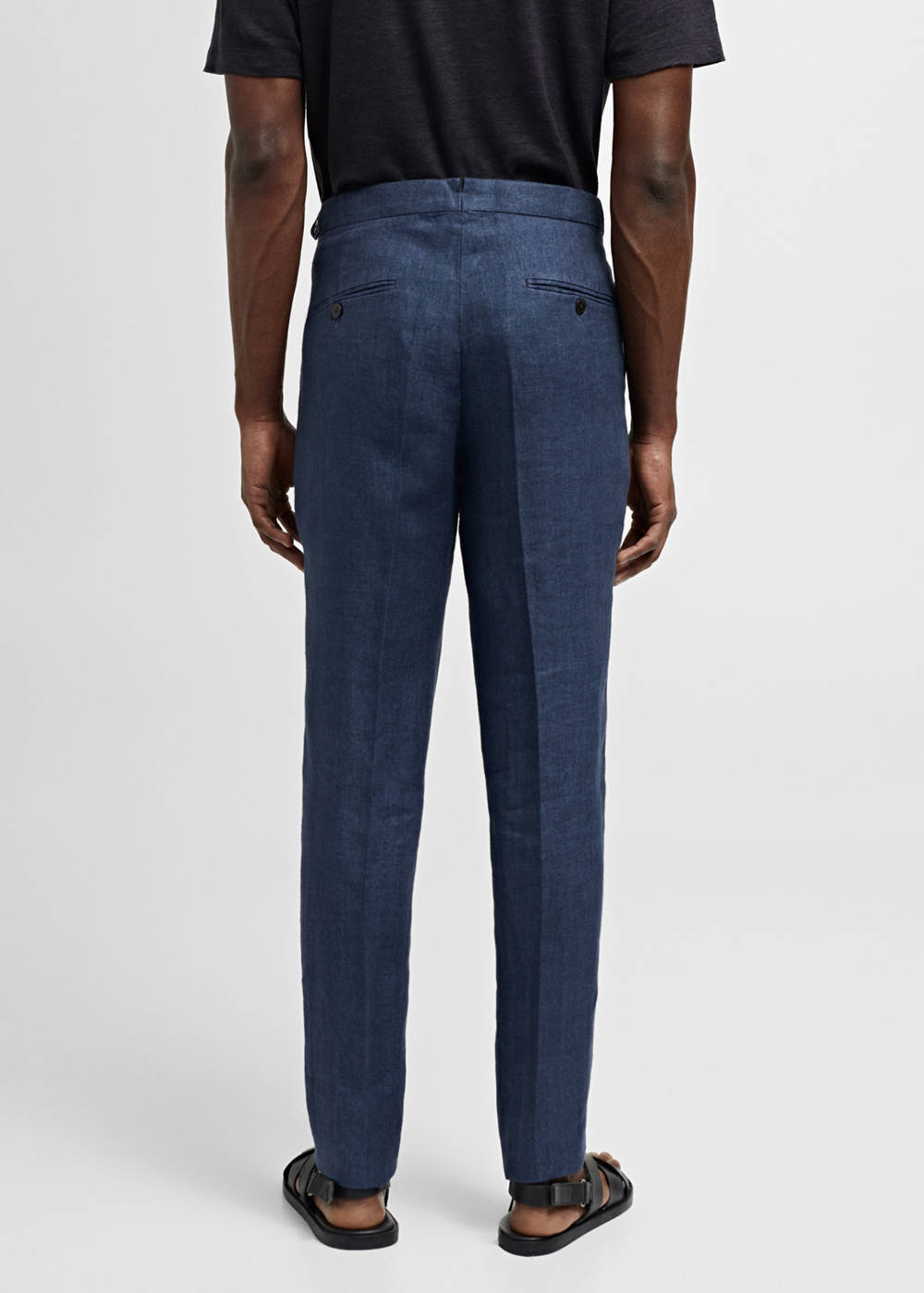 Slim-fit suit pants in 100% herringbone linen - Image 4